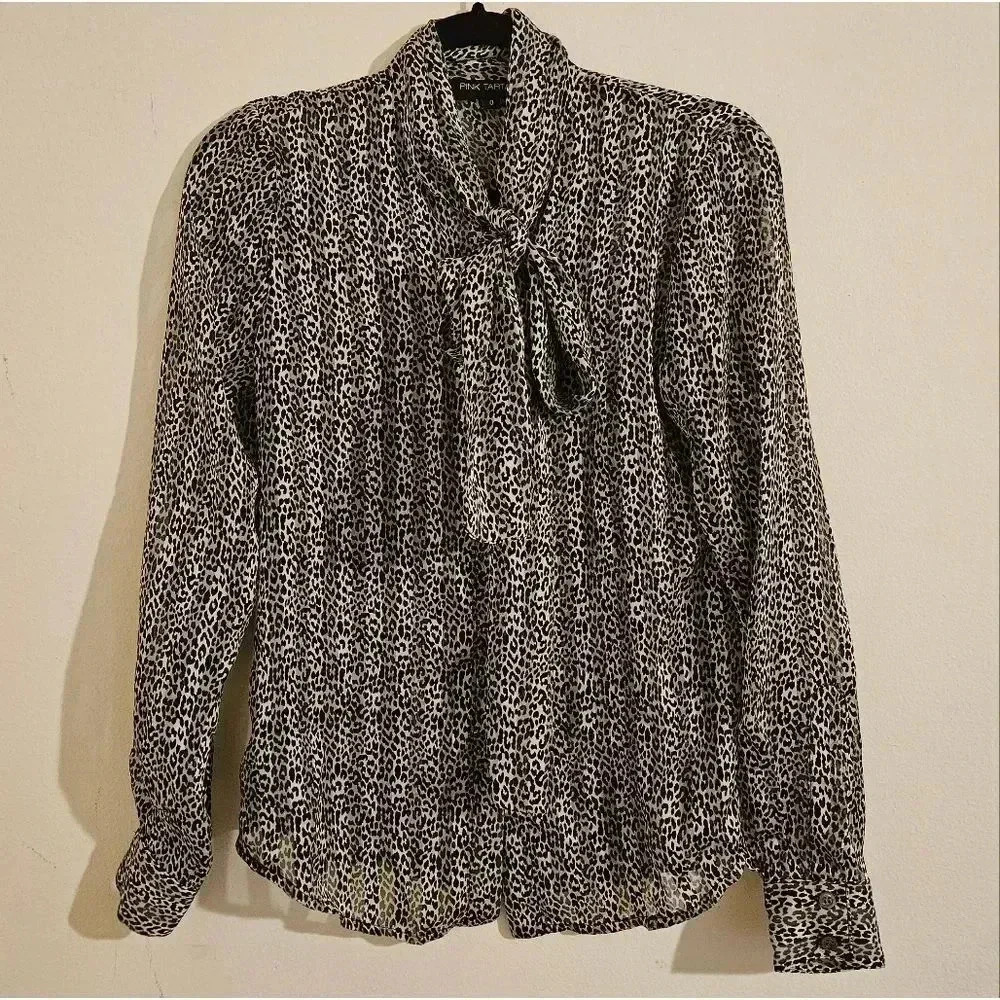 Pink Tartan Semi Sheer Blouse